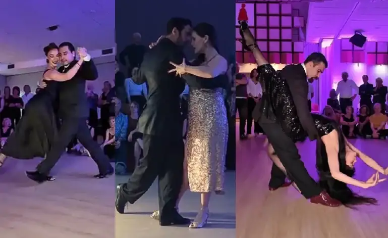 Couples de danseurs de tango pendant une milonga Snow Tango
